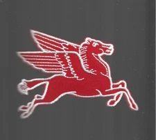 New Pair Right & left 2 3/8 x 3 7/8" Mobil Iron on Patch Free Ship