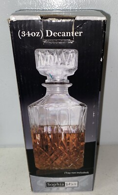 34 OZ SOPHIA ELAN HOME CLEAR GLASS DECANTER WITH BOX GLASS STOPPER FR22C