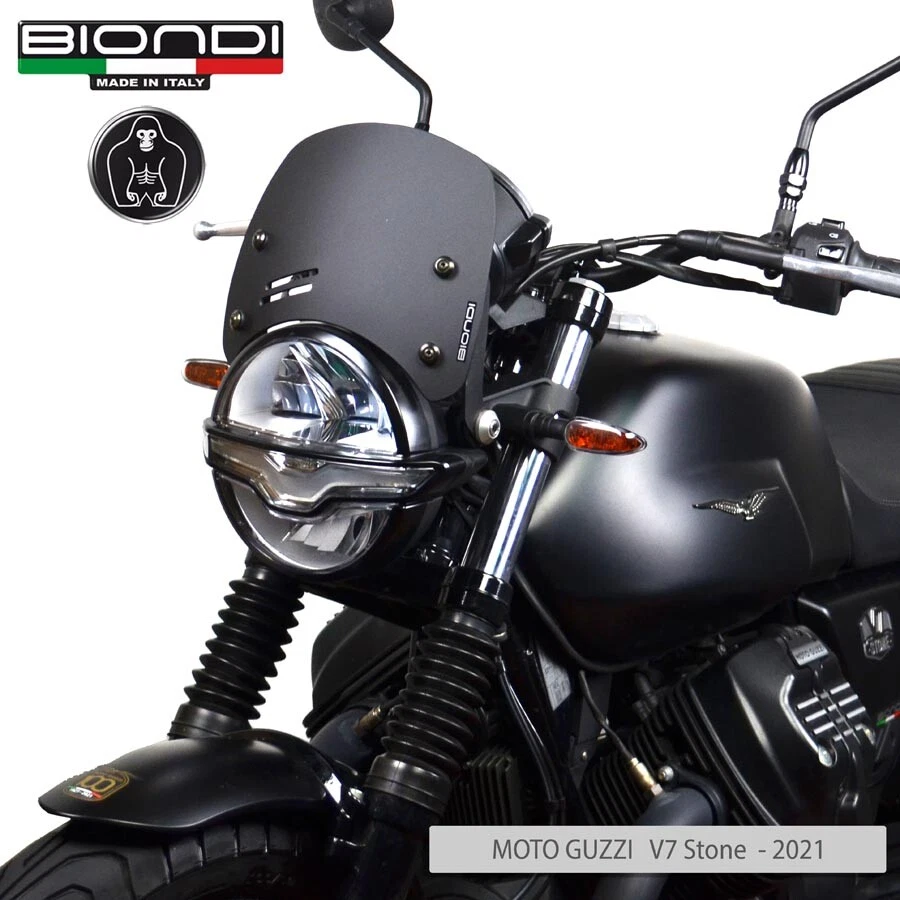 Tbest Parabrezza Per Moto In PC, Sostituzione Per MOTO GUZZI V7 III E Centenario, Deflettore Ad Alta Resistenza Nero - 3