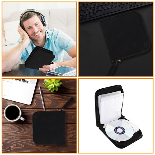 2 Pcs Pochette De Rangement Pour CD Voyage Sacs Stockage Dvd Portefeuille - Photo 8/12