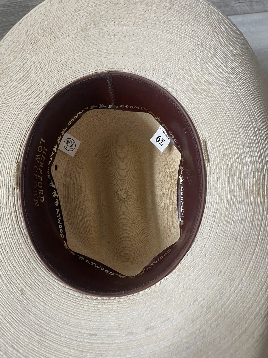 Atwood Hereford Low Crown Straw Cowboy Hat 7x 6-3/4” Western  display picture 2