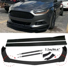 Front Bumper Lip Spoiler+86.6" Side Skirt Body Kit Glossy For Ford Fusion