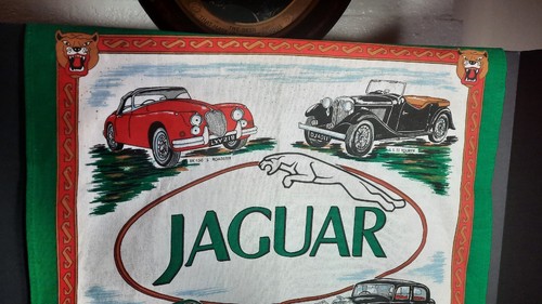 Vintage Jaguar Memory Designs Tea Towel RARE - Picture 4 of 14
