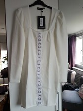PRETTYLITTLETHING BNWT White Long Sleeve Bodycon Dress Size 6 Wedding Summer