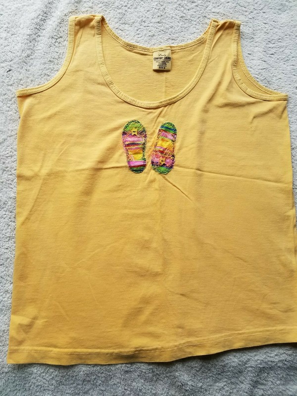 Lady Comfort Colors M  Light Orange Tank Top With Flip Flop Applique 