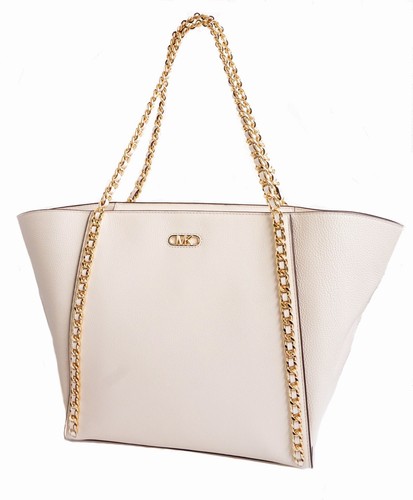 Michael Kors Bag Purse Westley Large Top Zip Chain Tote Lt Cream Leather