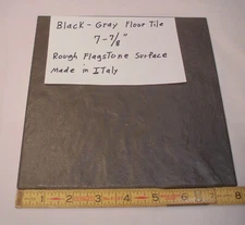 1 pc. 8" Ceramic Floor Tile:  "Black-Gray" Medium Flagstone Textured, Matte