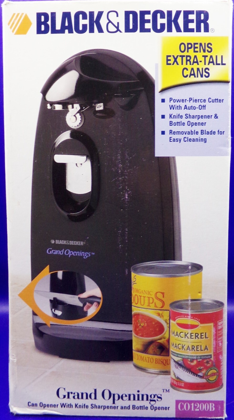 Black & Decker Grand Openings Tall Can Opener CO1200b Black w/Knife