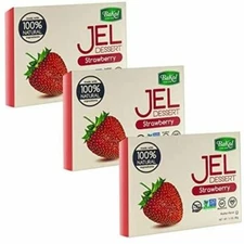 Bakol Vegan Strawberry Flavor Jel, Kosher Dessert Gelatin, 3 oz (Pack of 3)