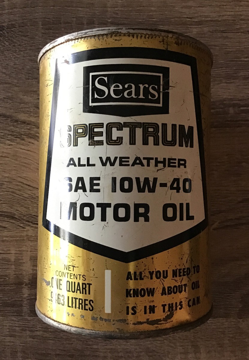 Vintage Sears Spectrum SAE 10w-40 Motor Oil Empty 1 Quart Tin Can