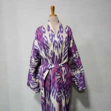 Uzbek cotton ikat long kaftan.Uzbek chapan. Ikat kimono