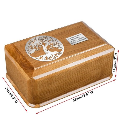 Tree of Life Artistic  Wooden Cremation Casket , Adult Funeral Urn for ashes - Picture 2 of 4