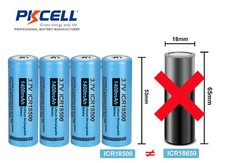 4Pcs ICR18500 Li-ion Rechargeable Batteries 1...