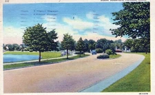 Baxter Avenue Portland Maine Classic Car Posted Vintage Linen Post Card