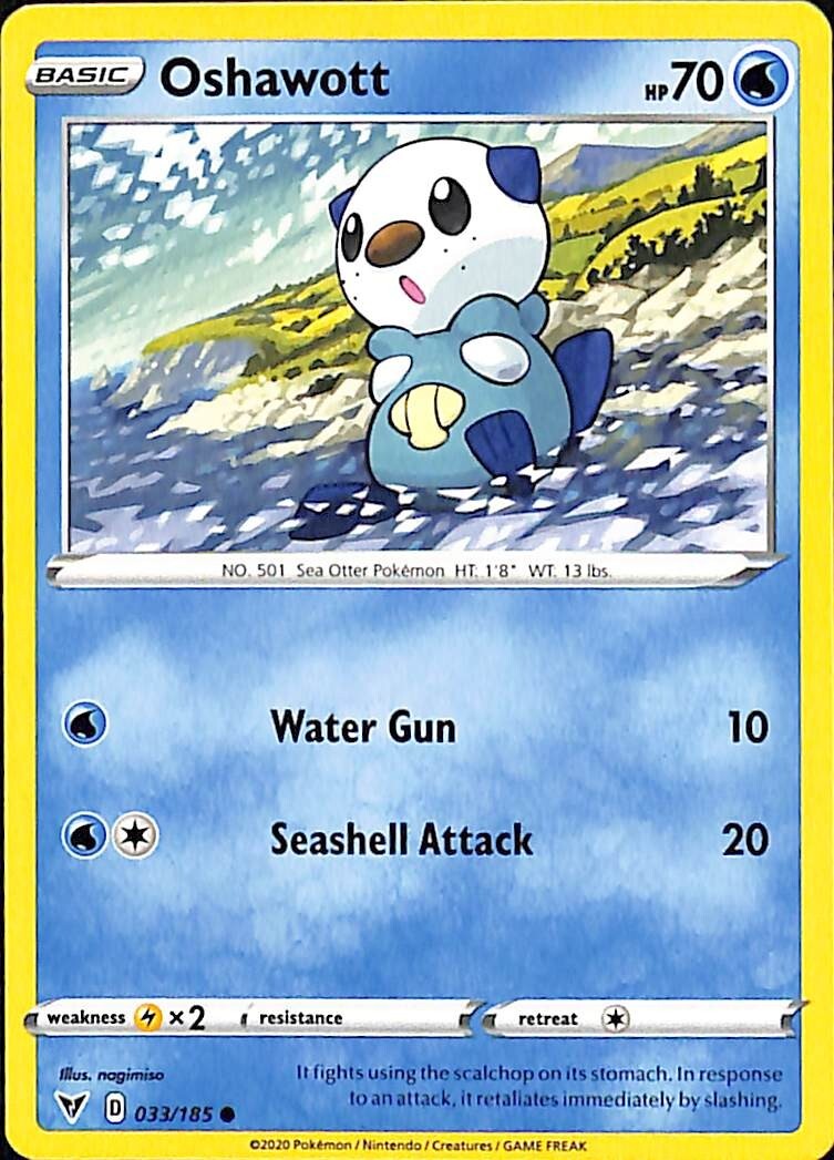 33/185 Oshawott - Vivid Voltage - Common Pokemon TCG Card - NM