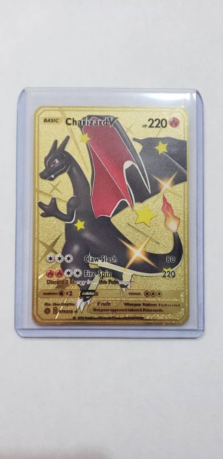 Charizard VMAX HF Shiny Gold Metal Card