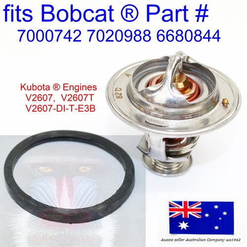 fits Bobcat Thermostat & Gasket 7000742 7020988 6680844 Kubota V2607T S570 S590 - Afbeelding 1 van 10