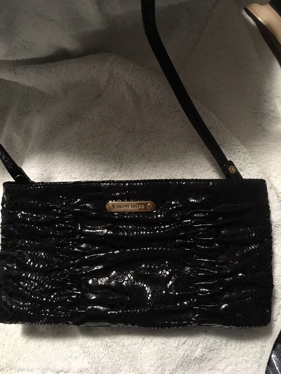 Michael Kors Black Snakeskin Faux Leather Crossbody Shoulder Handbag Purse Small