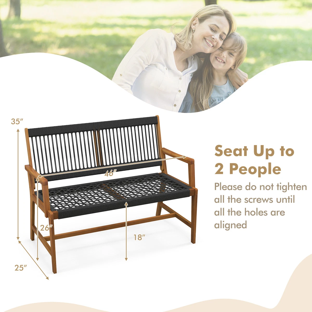 Woven garden bench sale