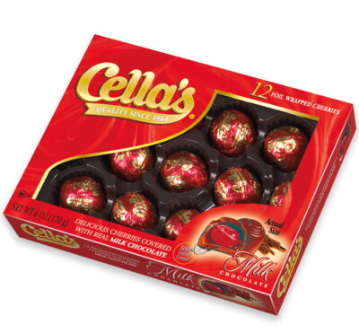 Cella's 12 Foil Wrapped Cherries Covered in Milk Chocolate w 100% Liquid Center