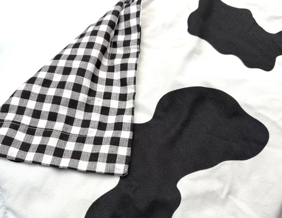 Cow Print & Plaid Pillowcases Farmhouse Standard Size Black & White Set Of 2 - Image 3 of 3