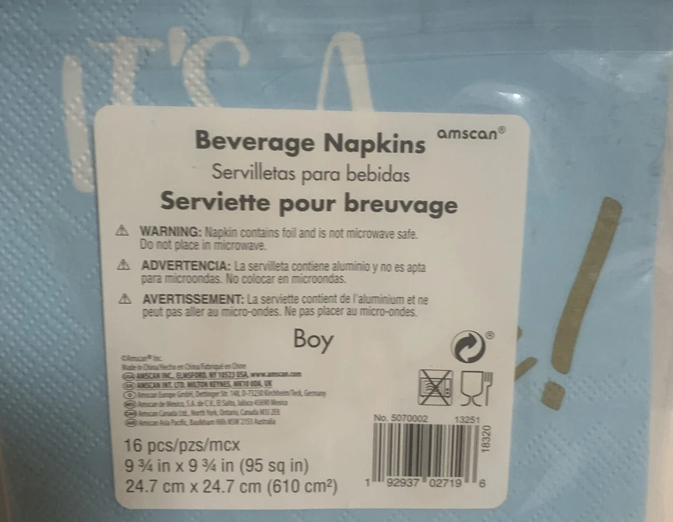 Servilletas de bebida It’s A Boy Amscan Gender Reveal/Baby Shower (16 piezas) Foto 2 de 3