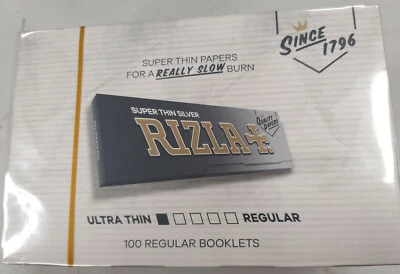 Full Box of 100 Booklets Rizla Silver Rolling Standard Cigarette Papers Free P&P