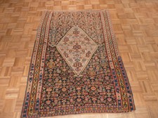 4'2 X 6'2 Hand Knotted Navy Blue Antique Kilim Oriental Rug G1862