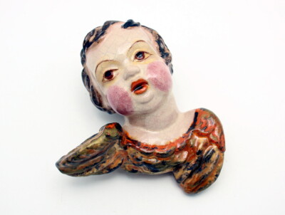 FINE 1920/1930s MICHAEL WITTMANN WIEN CERAMIC ANGEL CHERUB WALL ORNAMENT