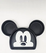 Bumkins X Disney Mickey Mouse Silicone Grip Dish Plate Black White Baby Toddler 