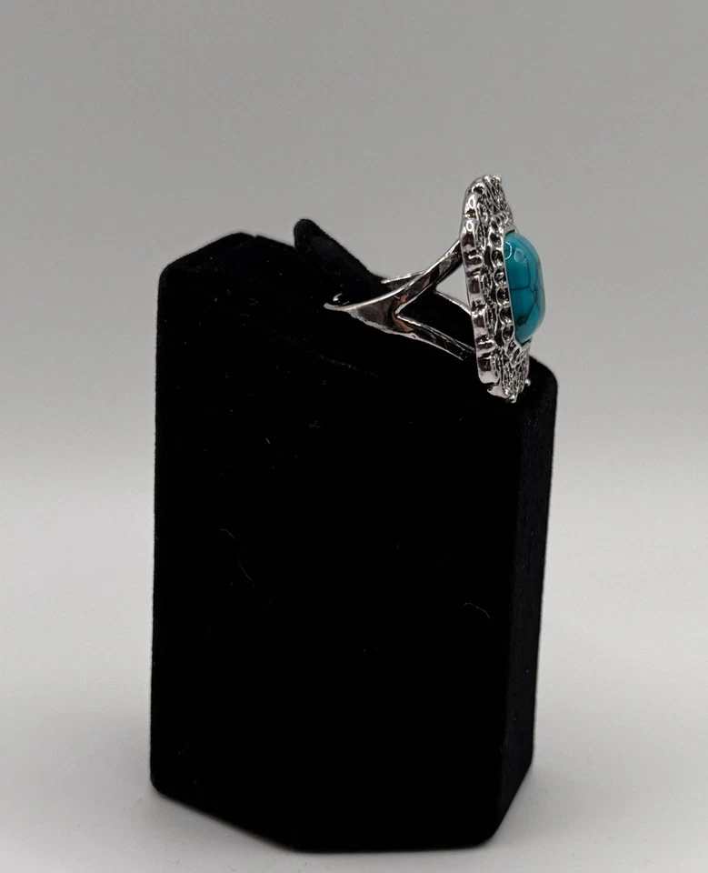 All Size Vintage Turquoise Filigree Statement Ring (#2) - Image 2 of 2