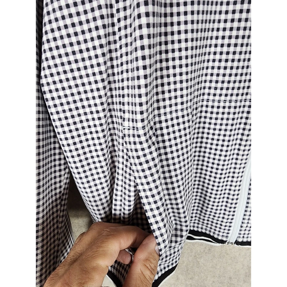 LIZ CLAIBORNE Y2K Style Purple White Check Zip Front Pockets Light Jacket SZ L - Image 3 of 4