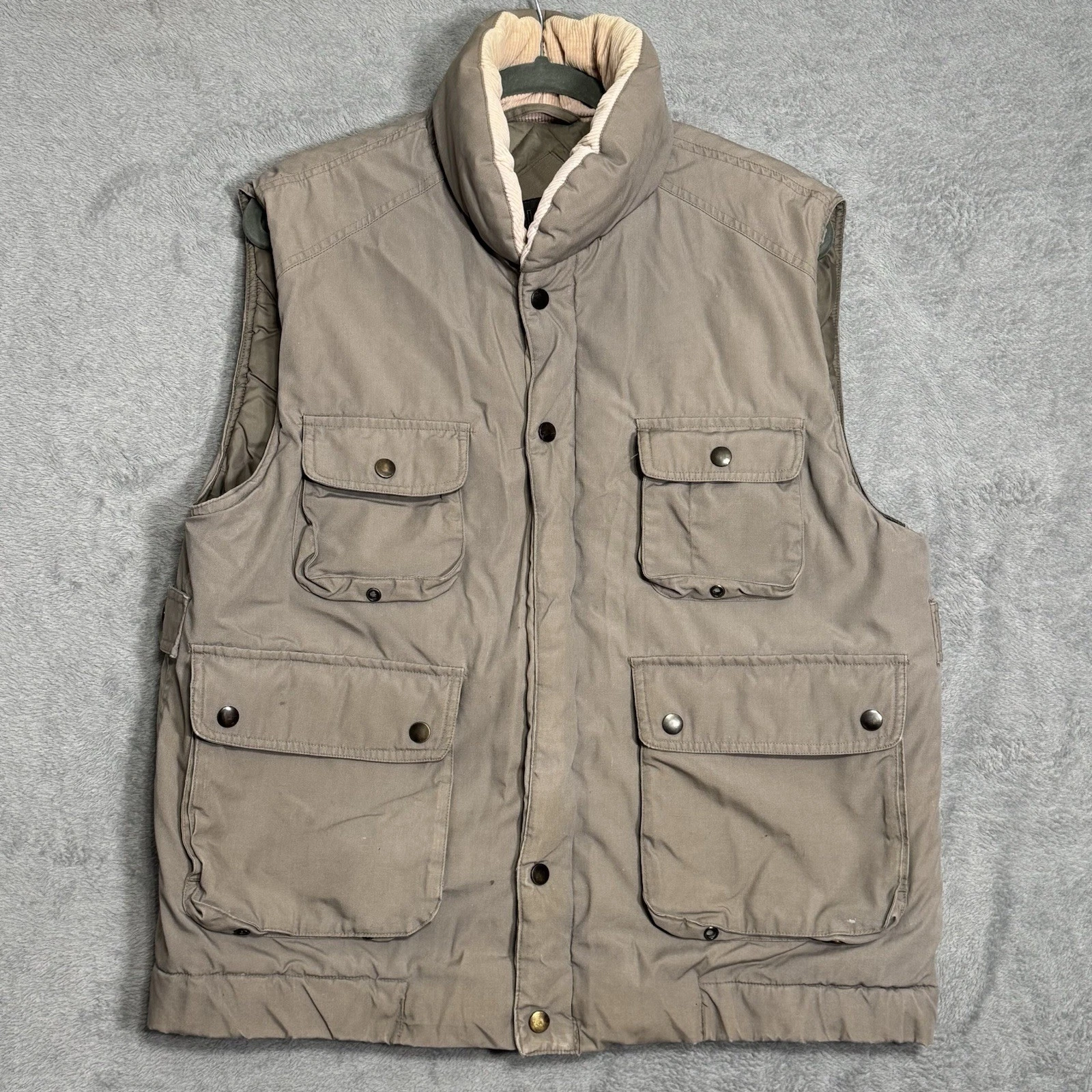 Guys Actionwear Quilted Vest Men L Khaki Utility Outdoor Hunting Gorpcore Rugged