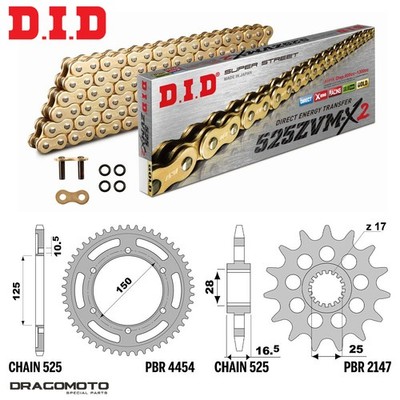 KTM SUPER ADVENTURE R 1290 2017-2024 Chains Sprockets DID 525ZVMX2 Pitch 525