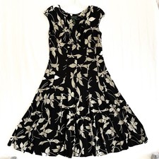 Ralph Lauren Black and White Floral Summer Dress 90s NWT Sweeping Hemline