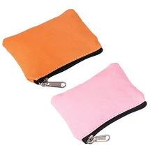 Coin Purse Pouch, 2 Pcs Change Purses Small Bags 5" x 4", Orange/Peach Pink