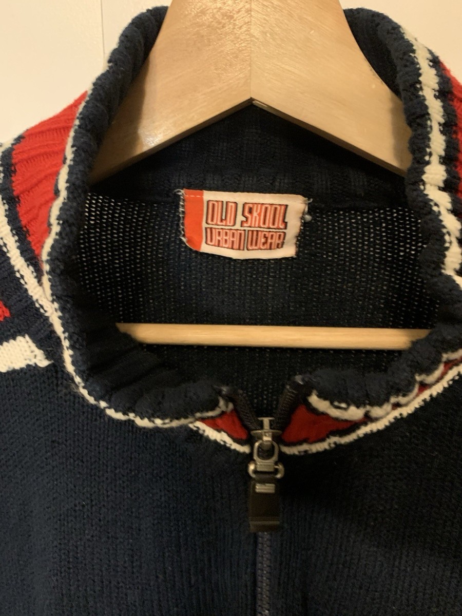 Old Skool Urbanwear Sweater Mens Sz 3XL Quarter Zip Ribbed Y2K