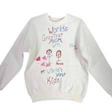 Lee Sweater Womens L Vintage 80s USA made Worlds Greatest Mom Sweatshirt Mothers