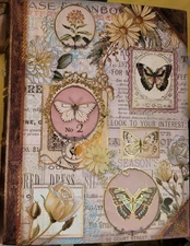 NEW XL Punch Studio BUTTERFLIES & FLOWERS Faux Book Box 13 1/2" X 10 1/2"