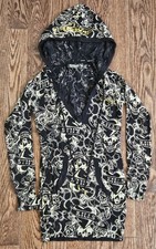 y2k vintage ed hardy love kills slowly rhinestone hoodie womens XS tiger Stretch