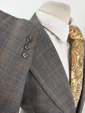 Vintage Hart Schaffner Marx Men's Brown Glen Check Wool Sport Coat Blazer 44 L