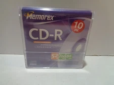 Memorex 10PK CD-R 52X 700MB 80min Discs in Cases.  New!  Sealed.