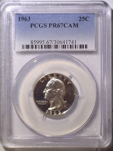 1963 PCGS PR67CAM Silver Proof Washington Quarter - 25C - Cameo