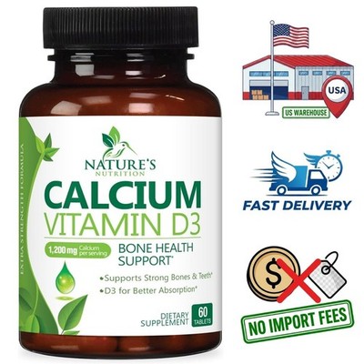 Suplemento de Carbonato de Calcio 1200mg con Vitamina D3 1600 UI - 60 Tabletas