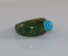 Vintage Resin Green Ring with Faux Turquoise size 5.5 — photo 4