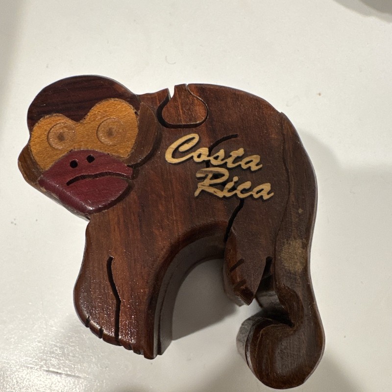 Costa Rica Wooden Monkey Brain Teaser Puzzle, Animal Theme, Ages 8+