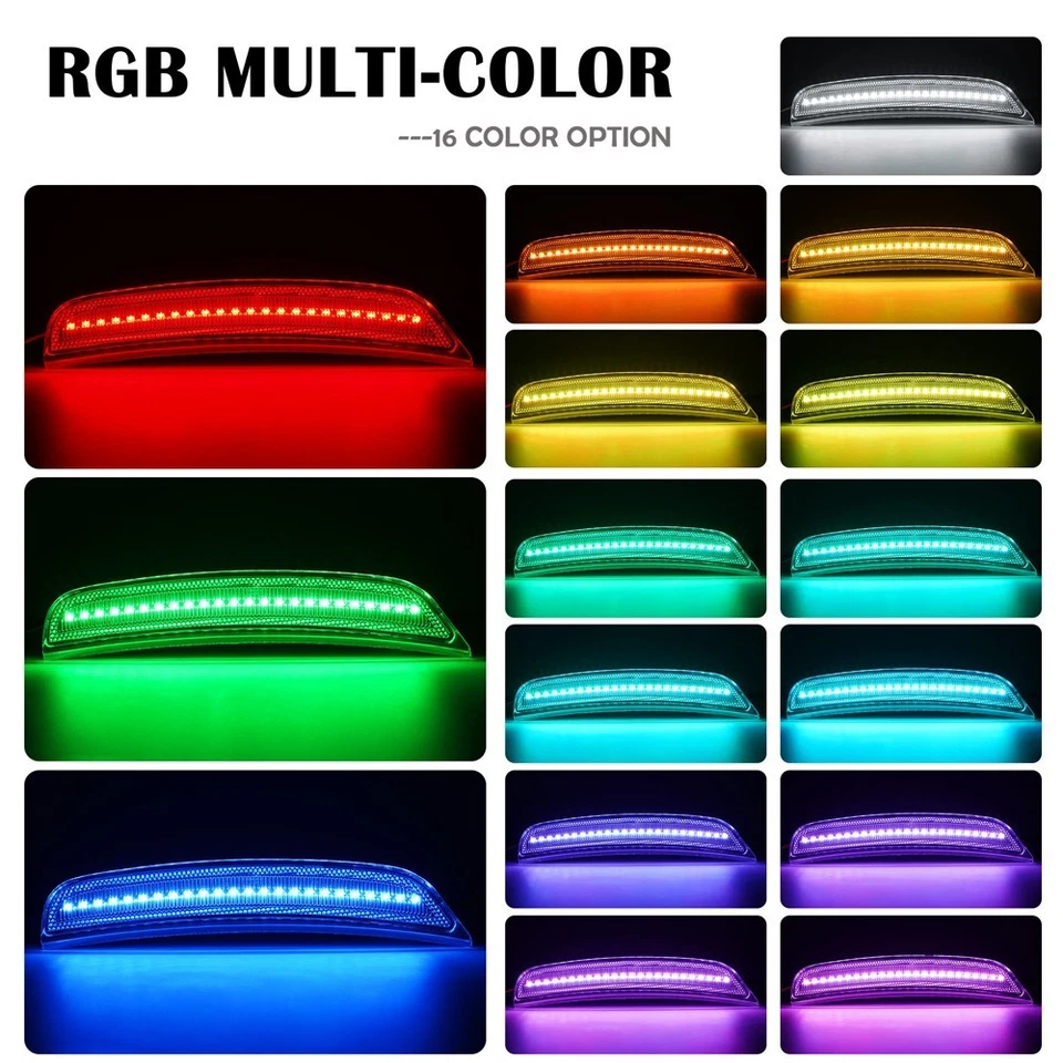 2x Luz de freno LED de parachoques trasero RGB ahumada para Ford Mustang 2015-2023 Foto 4 de 4