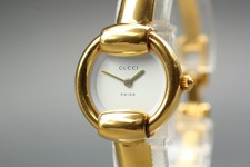 GUCCI 1400L Gold 25mm White Dial Quartz Womens Watch EXC From JAPAN