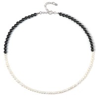 Cavill Silberkette HäMatit 78,59Ct Und WeißE SüßWasserperlen 45-50 Cm