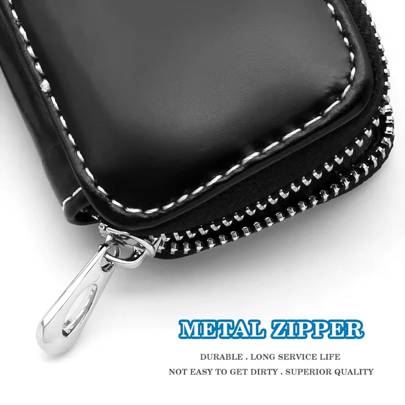 Leather Car Key Case Protection Auto Key Bag Key Chain Cover for VW Passat Touar - Image 3 of 4